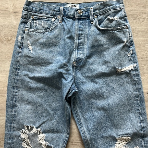 Agolde 90's‎ Mid Rise Loose Fit Distressed Straight Leg Jeans Denim Women’s 28 - Picture 4 of 11